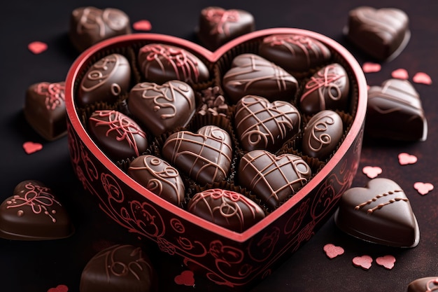 Scatola cioccolata di San Valentino Cuore presente Genera Ai