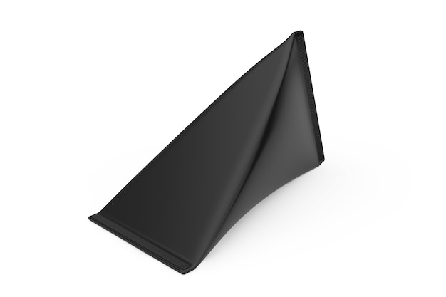 Scatola di cartone nera a triangolo Crema, succo o confezione di latte Mock Up su sfondo bianco. Rendering 3D