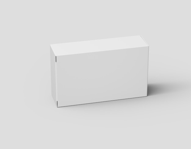 Scatola di cartone rettangolare bianca vuota Mock Up Design Isolato su sfondo bianco Illustrazione 3D
