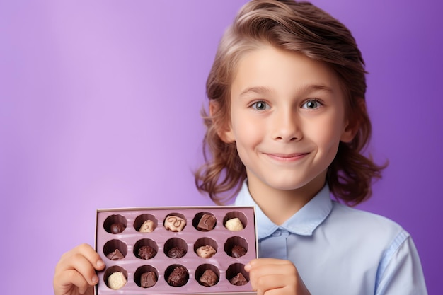 Scatola di cioccolato per bambini Regalo aperto Genera Ai