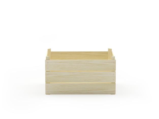 Scatola di legno vuota su bianco
