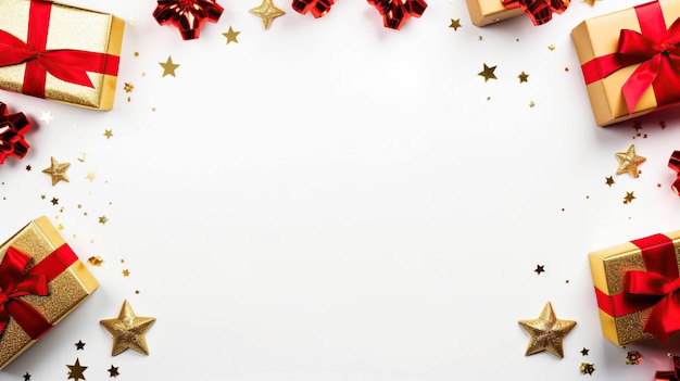 Scatola di regali di Natale su sfondo bianco