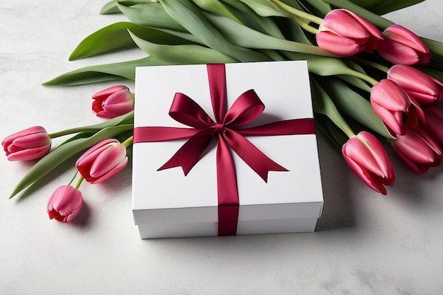 Scatola per lettere e regali con i tulipani.