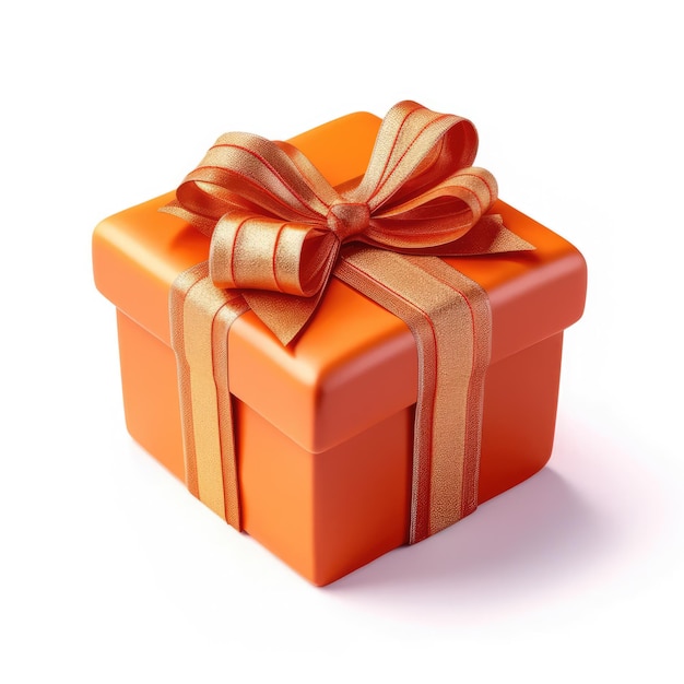 Scatola regalo arancione con nastro in cima scatola regalo avvolta con carta artigianale e arco