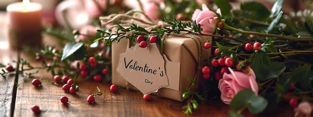 Scatola regalo e fiori per San Valentino Focalizzazione selettiva