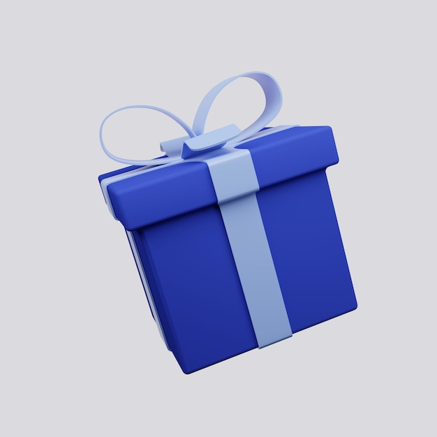 Scatola regalo rendering 3D con nastro pacchetto regalo illustrazione 3D celebrazione concetto immagine icona Blu
