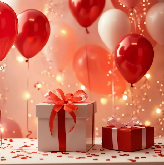 scatola regalo rossa con palloncini scatola regalo e palloncini casella regalo con pallocini