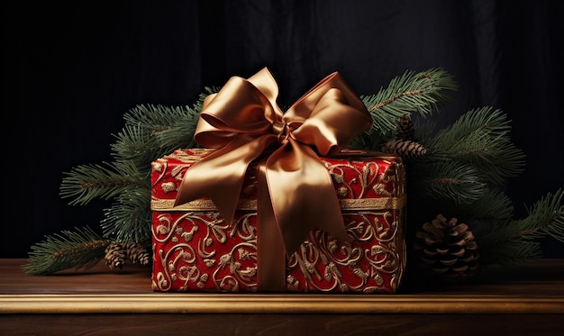 Scatole con regali su uno sfondo natalizio festivo