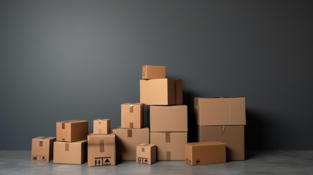 Scatole di cartone per il trasloco in una nuova casa pila di scatole di cartone per il trasloco