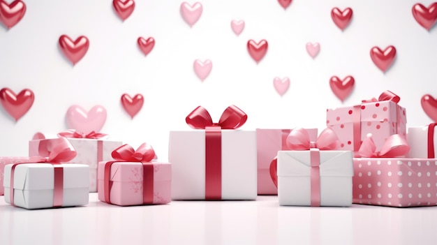 Scatole di regali San Valentino vacanza sfondo spazio di copia acquisti di regali
