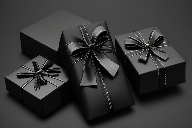 Scatole regalo avvolte in carta nera nuovo design 2023 per il venerdì nero