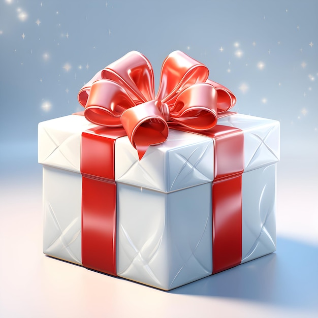 scatole regalo bianche 3d con nastro rosso con sfondo blu