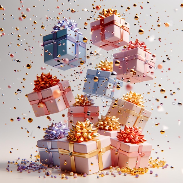 Scatole regalo di compleanno 3D