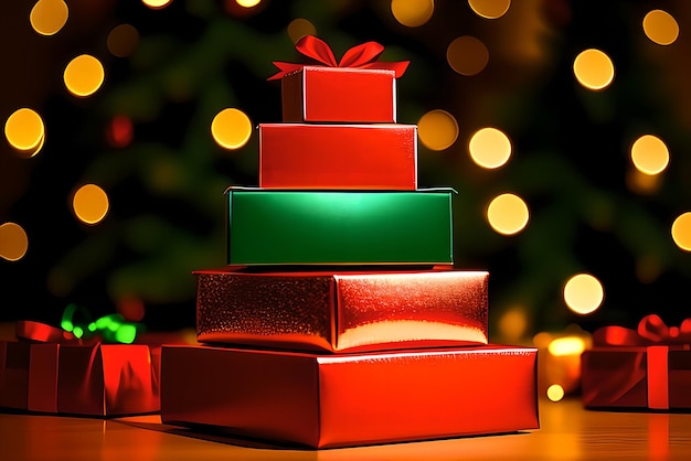 Scatole regalo di Natale multicolori colorate Buon Natale e felice anno nuovo Contenuti generati dall'intelligenza artificiale