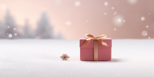 Scatole regalo di Natale su sfondo rosa banner panoramico ai generativo