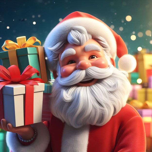 Scatole regalo sorridenti felici della tenuta del Babbo Natale 3D