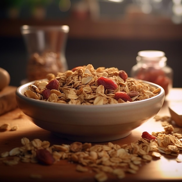 Scatti di prodotti di granola di alta qualità 4k ultra h