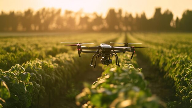 Scatto di droni di consegna in agricoltura