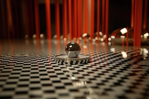 Scatto di primo piano di pezzi di scacchi su un tavolo a scacchi bianco e nero