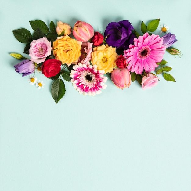 Scatto direttamente sopra di fiori rosa su sfondo bianco