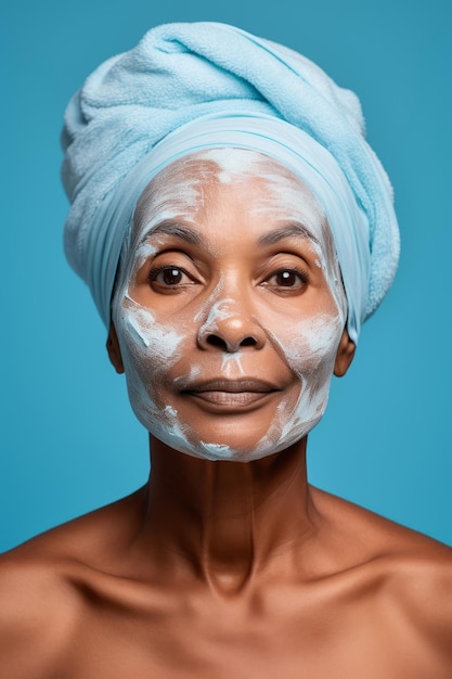 scatto fotografico di bianco africano asiatico 30 40 donna di 50 anni con il suo regime di bellezza
