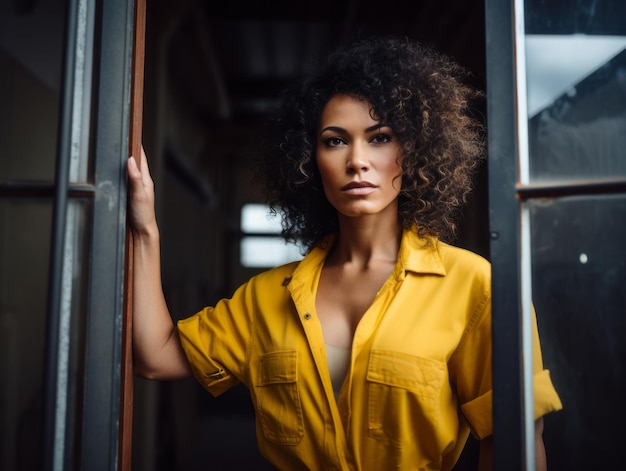 scatto fotografico di una donna naturale che lavora come operaia edile