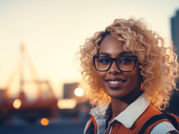 scatto fotografico di una donna naturale che lavora come operaia edile