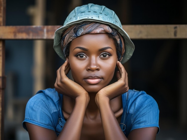 scatto fotografico di una donna naturale che lavora come operaia edile