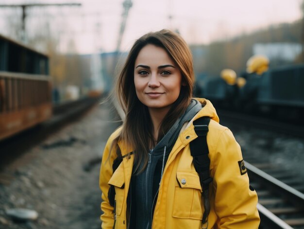 scatto fotografico di una donna naturale che lavora come operaia edile