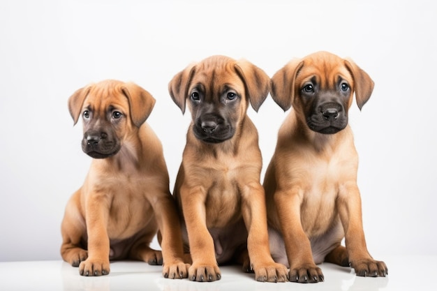 Scatto in studio di un cucciolo carino isolato su bianco creato con intelligenza artificiale generativa