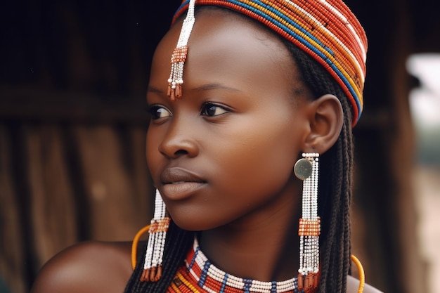Scatto ritagliato di una bellissima giovane donna in kenya creato con l'IA generativa