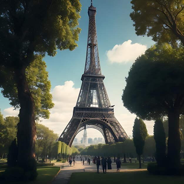 scatto verticale della bellissima Torre Eiffel catturata in coppia Francia