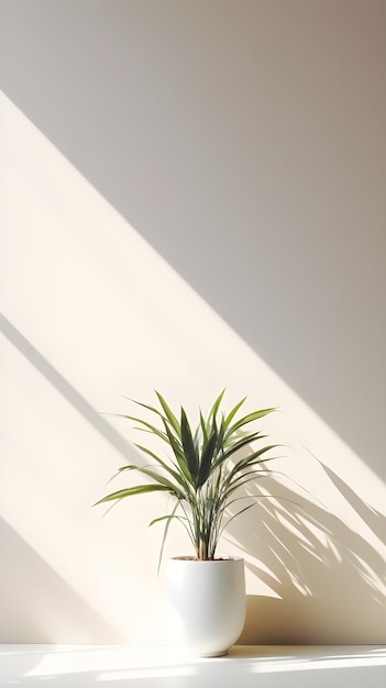 Scatto verticale di una pianta in un vaso bianco all'interno di una stanza luce naturale ottima per una decorazione della stanza