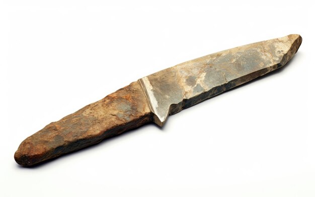 Scavato un antico coltello di pietra isolato su uno sfondo trasparente
