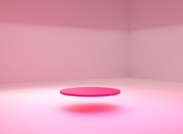 Scena 3D Illuminazione rosa con piattaforma in solido background