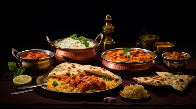 Scena artisticamente composta con una cena nord-indiana