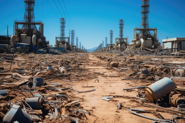 Scena caotica di danni alle linee elettriche IA generativa