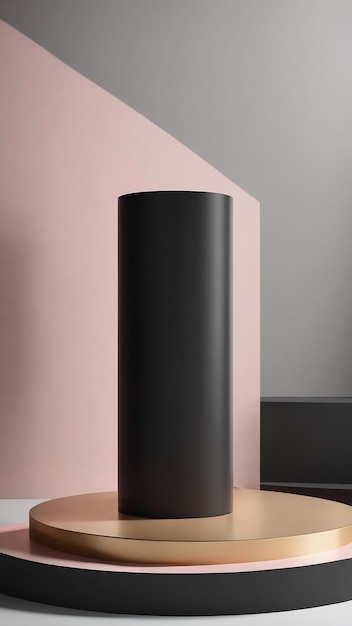 Scena con podio di colore nero per la presentazione in stile minimalismo con spazio di copia 3d rende