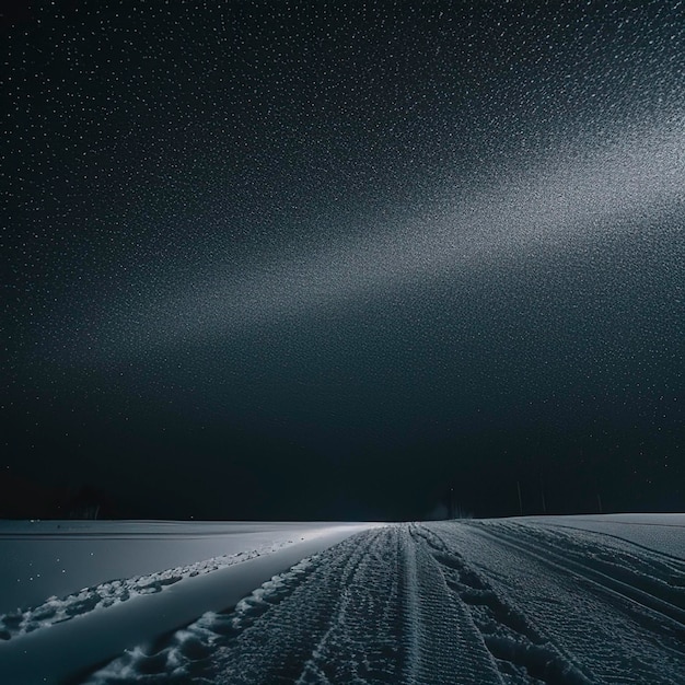 Scena d'inverno vuota e buia con fiocchi di neve sfondo scuro invernale nevica astratta raggi di luce astratti neve notte invernale