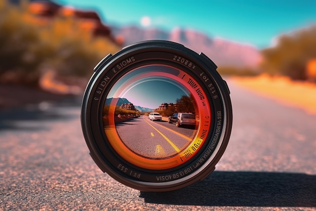 Scena dell'obiettivo della fotocamera durante le vacanze