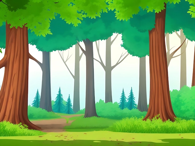 Scena della foresta con vari alberi della foresta
