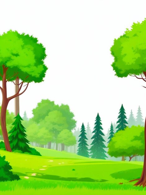 Scena della foresta con vari alberi forestali per la storia dei bambini