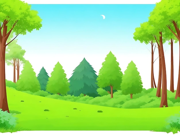 scena della foresta vettoriale con vari alberi forestali