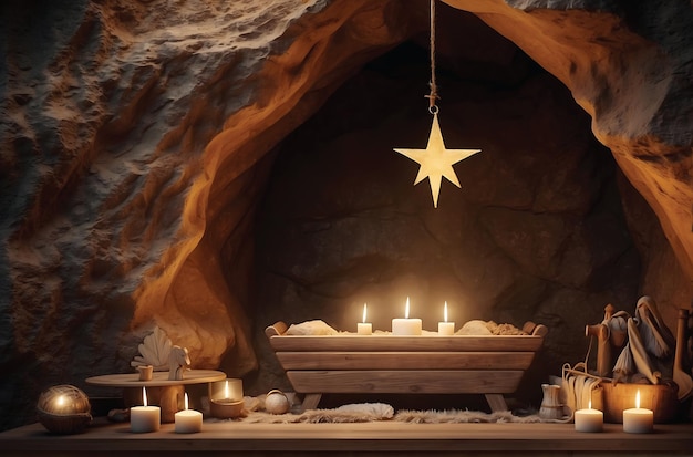Scena della natività di Natale in una grotta