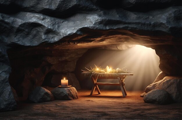 Scena della natività di Natale in una grotta