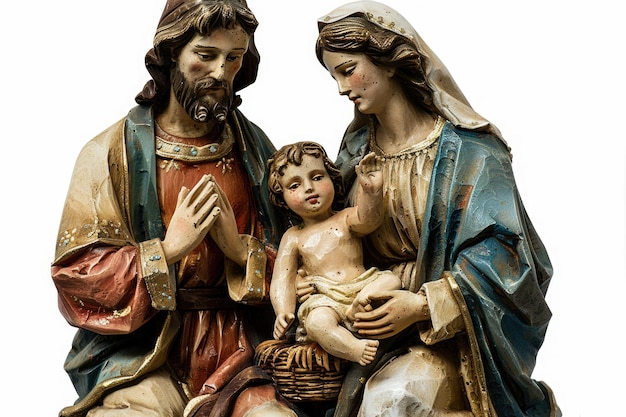 scena della natività isolata Giuseppe e Maria con il giovane Gesù Cristo tra le braccia