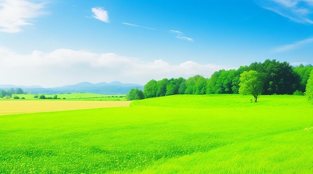 Scena della natura con campo verde