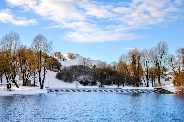 Scena della neve del lago winter park