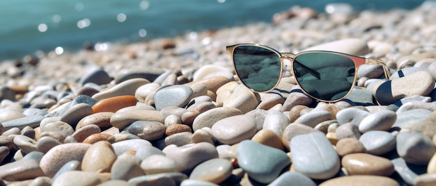 Scena della spiaggia con occhiali da sole