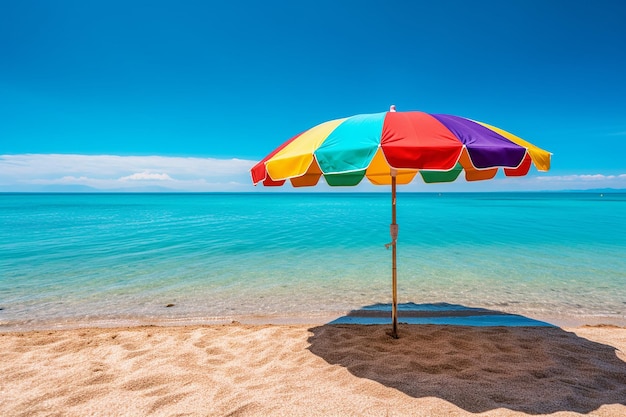 scena della spiaggia con ombrello luminoso AI generato